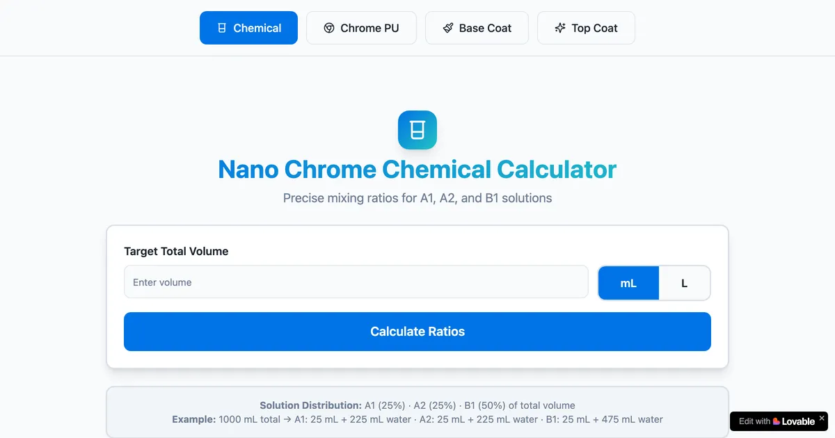 Color & Chemical Calculator screenshot